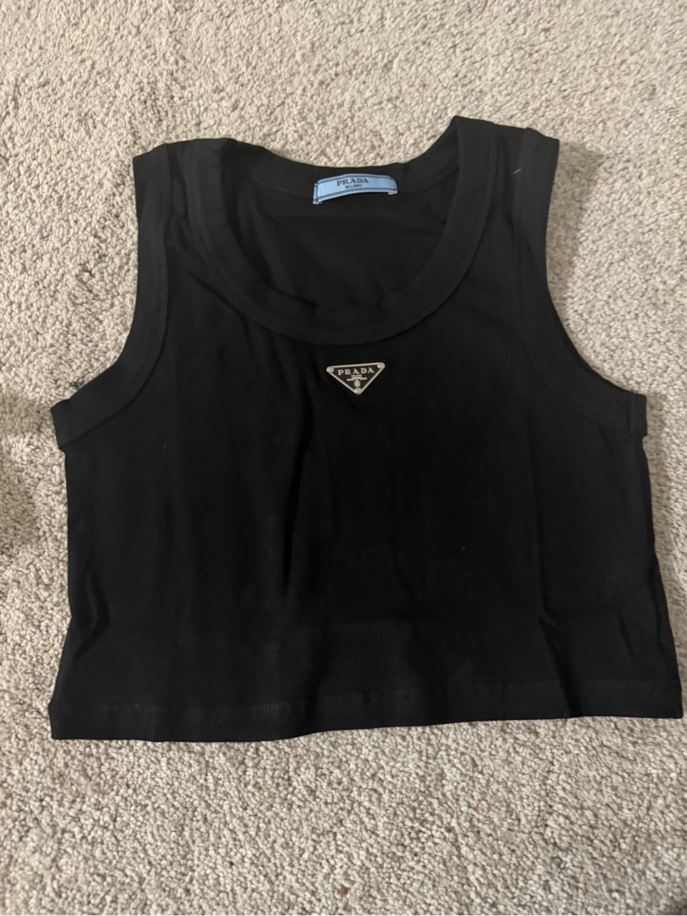 Prada Black Cropped Logo Tank